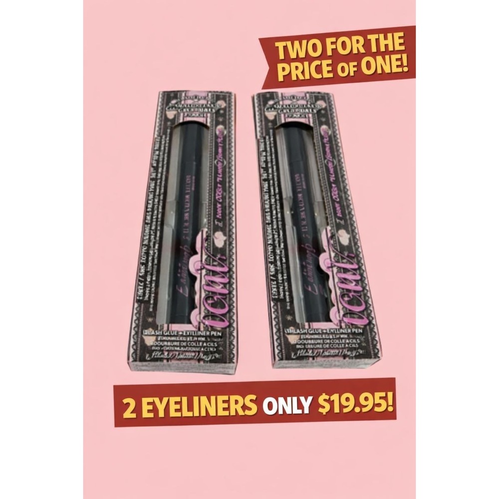Black Felt Tip Eyeliner Lash Glue 2-in-1 Waterproof New‎